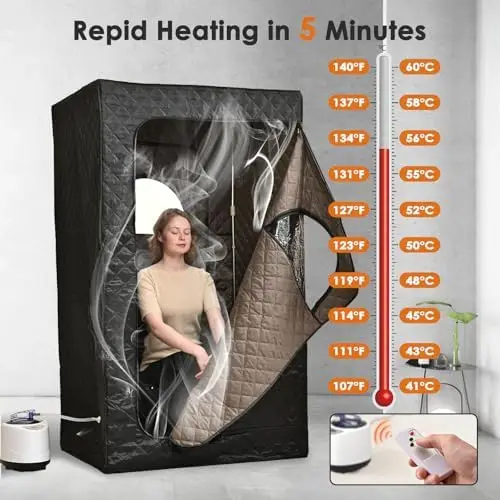 Portable Modern 3L Wet Steam Sauna Tent With Remote Control Folding Chair For Home Gym Pilates Personal Steamer