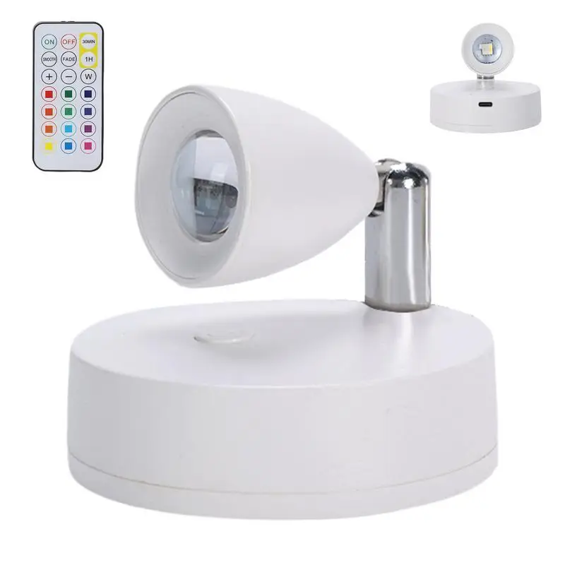 Rechargeable LED Spotlight Rotatable Indoor Uplighting with Remote Control Battery Powered Uplighting Room Ambient Lighting