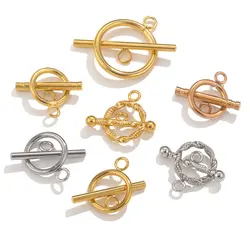 5Set/lot Stainless Steel Toggle Clasp Connectors PVD Gold Plated DIY Bracelet Necklace End OT Clasp Jewelry Findings Materials