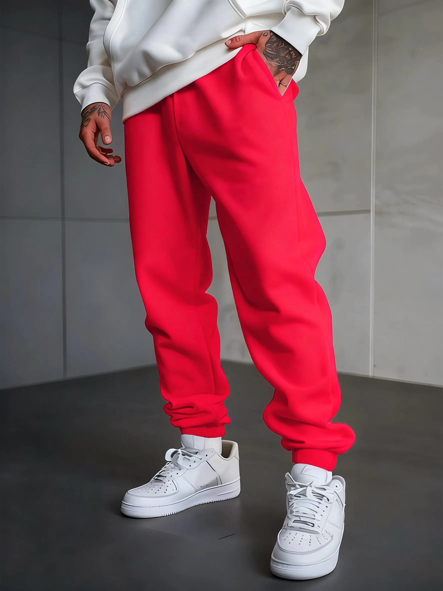 

Autumn Casual Pant Mens Jogging Fleece Long Pants Warm Street Britches Comfy Pocket Sportpants Elastic Waist Sports Trousers