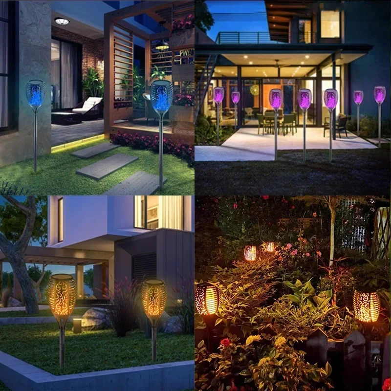 Solar Garden Flame Lights Flickering Flame Lamp Outdoor Solar Lawn Light Waterproof Yard Pathway Decor Christmas Lighting