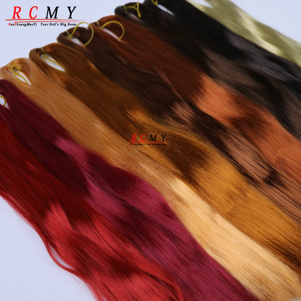 วิกผมตุ๊กตาไหมนมสีแดง RCMY สำหรับตุ๊กตา BJD/SD วิกผมตุ๊กตาแบบรากผม วิกผมตุ๊กตาแบบปลูกผม ถักมือ สีชมพู ทอง ดำ อุปกรณ์เสริมผมตุ๊กตา