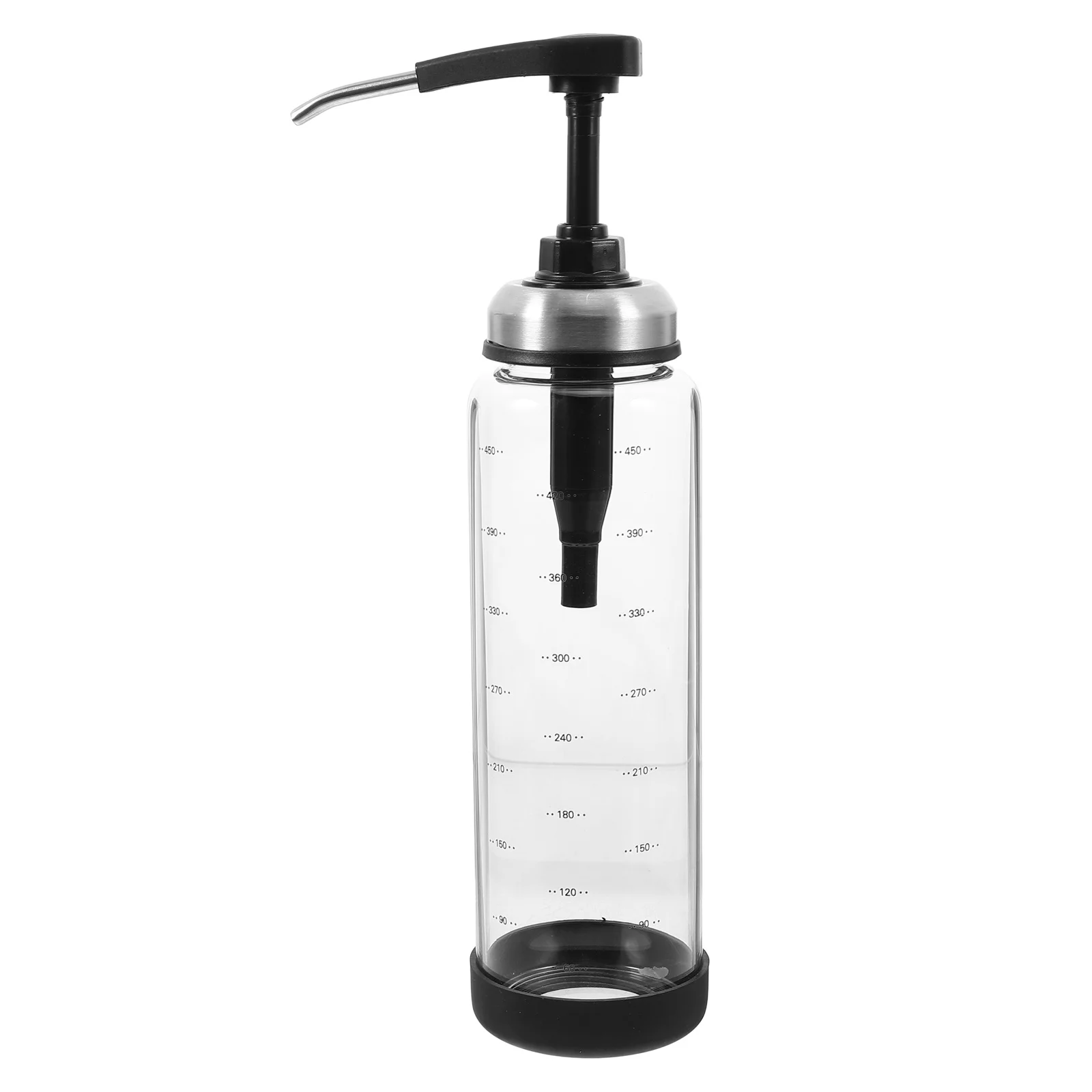 

500Ml Sauce Storage Bottle Heavy Duty Glass and Stainless Steel Press Design for Thick Sauces Jam Syrup Pancake Mix Precise 8Ml