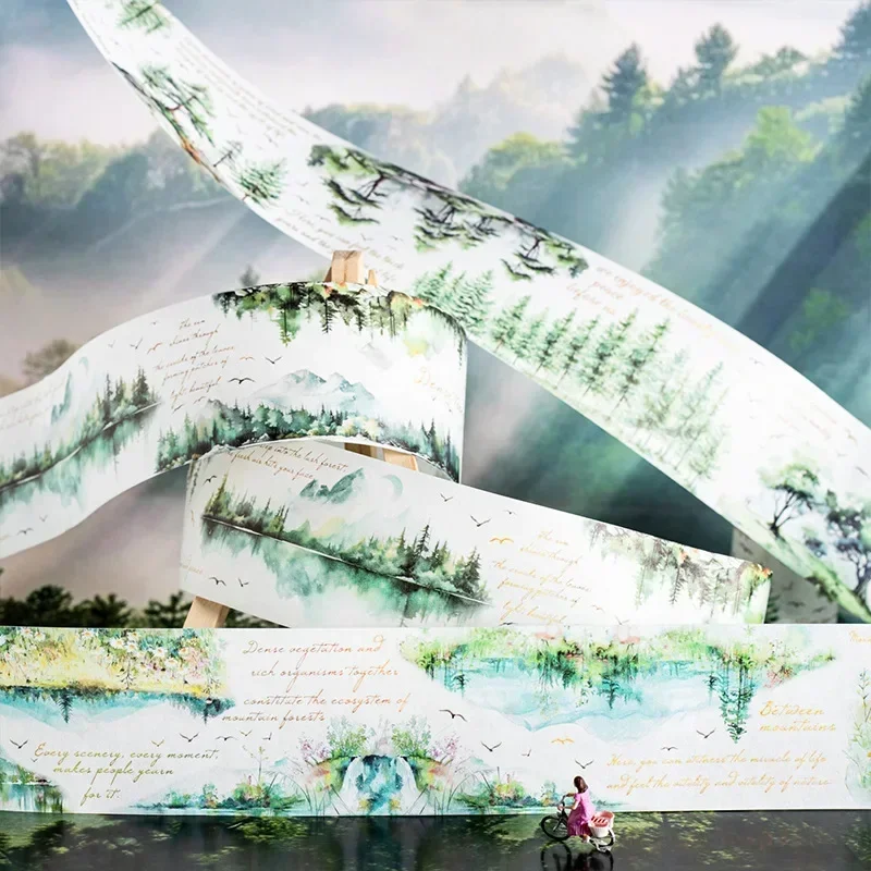 1 Roll of Hidden in the Mountains Gold Stamping Tape Poetry Series Autumn Forest Landscaping Spring Green Dairy Scrapbook