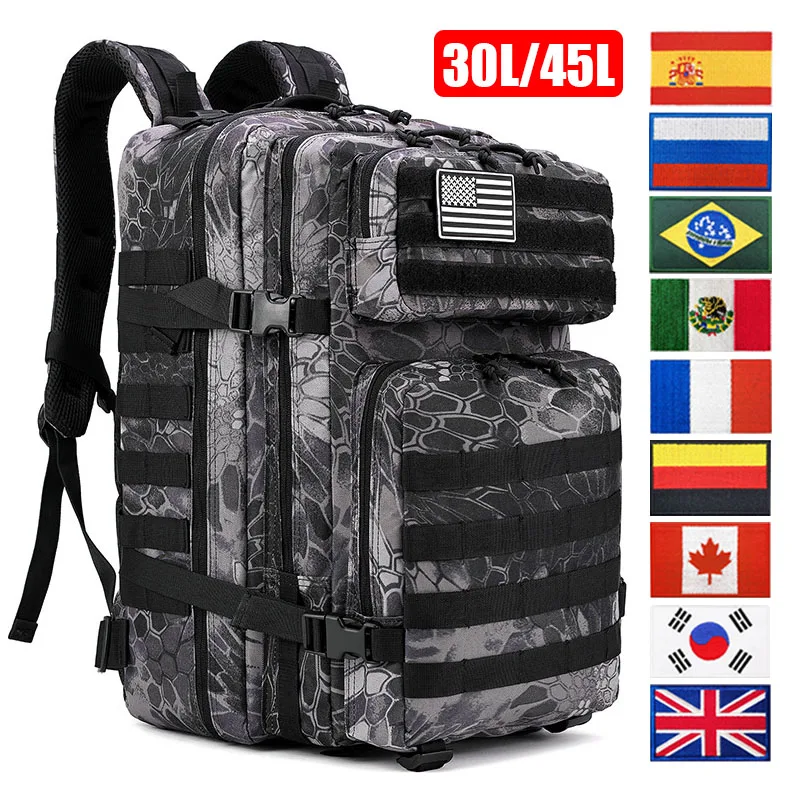 30L/45L Camping Hunting Backpack Men Women Tactical Rucksack 3P Army Molle Assault Bag Waterproof Travel Hiking Bags