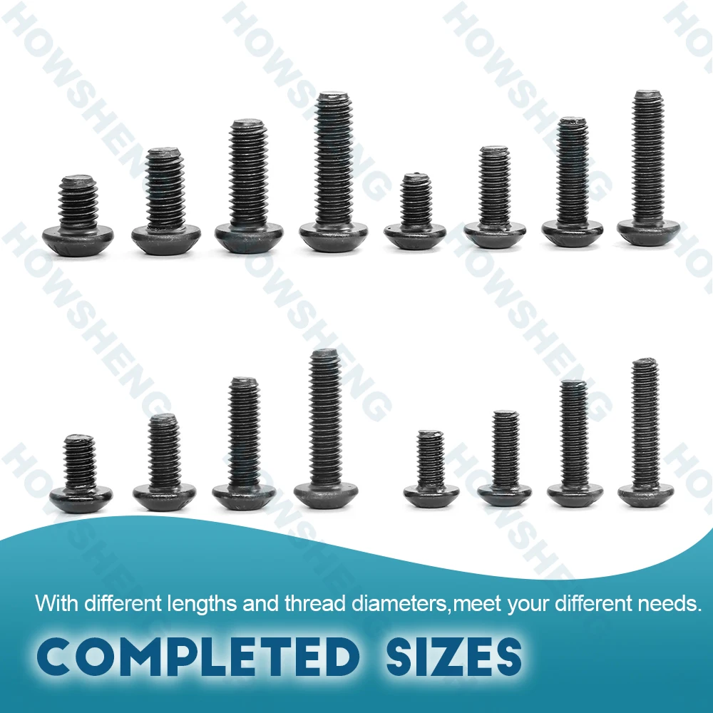 736/1403pcs Button Head Hex Socket Screw Set m1.6 m2 m2.5 Black 12.9 Grade Allen Round Head Screws Bolt Nut Kit Set