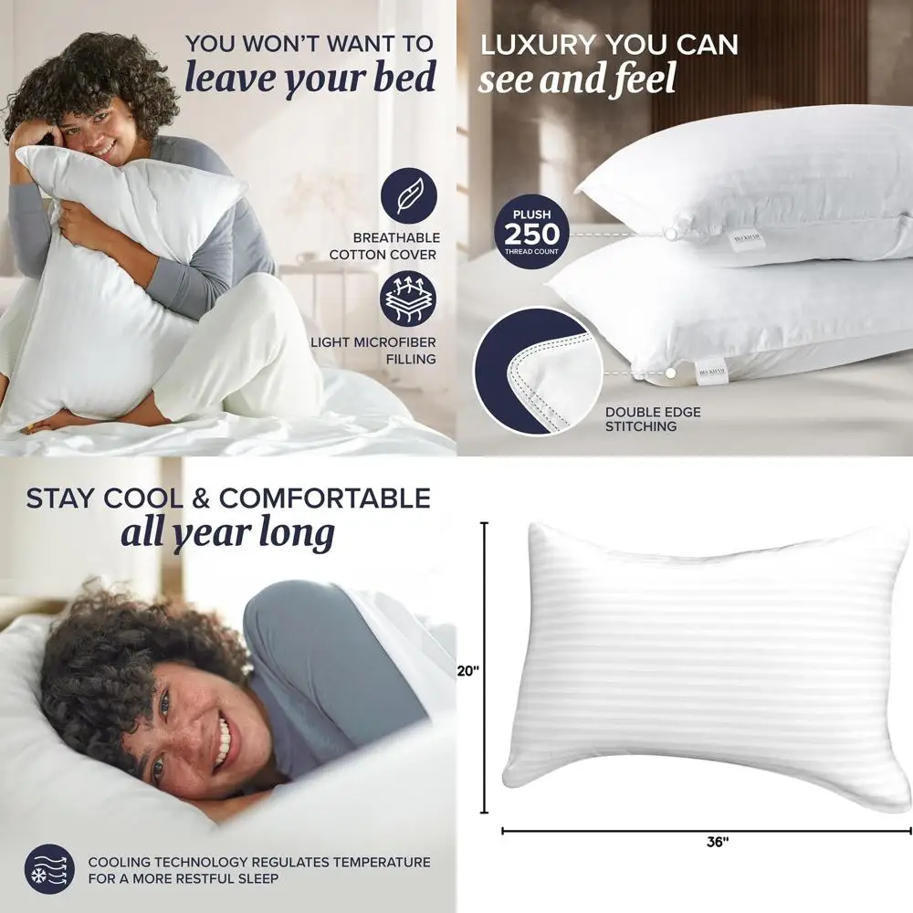 

Комплект подушек King Size - гипоаллергенные, с наполнителем из искусственного пуха, для сна на спине и на боку