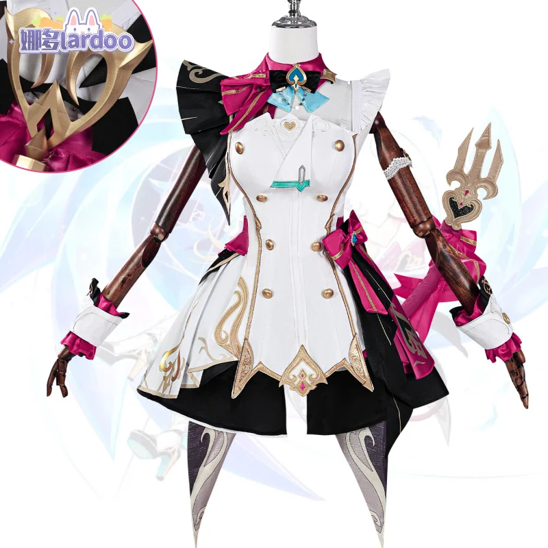 

Genshin Impact Escoffier Cosplay Costume Wig Dress Hat Ousia Fontaine Tasteful Excellence Halloween Party for Women Girls