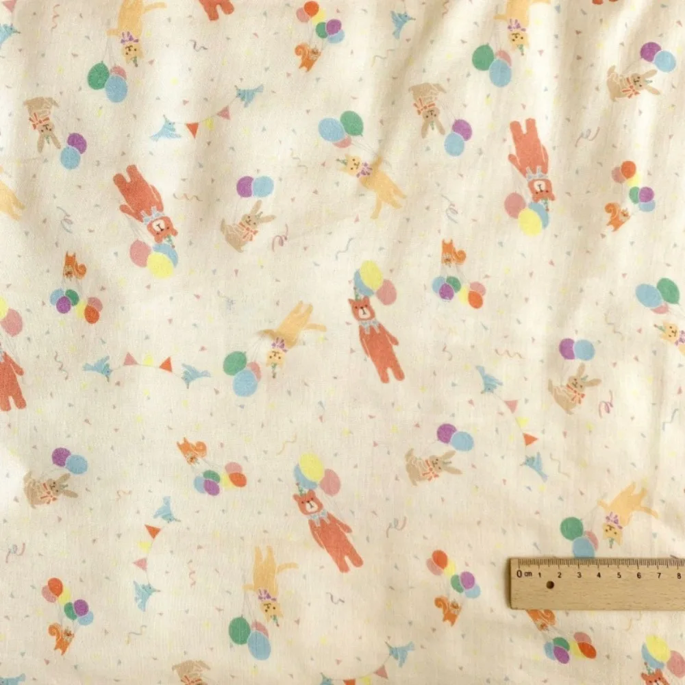 Double cotton fabric Bear pattern  Breathable & Durable suitable for making baby pajamas 100*140CM 원단