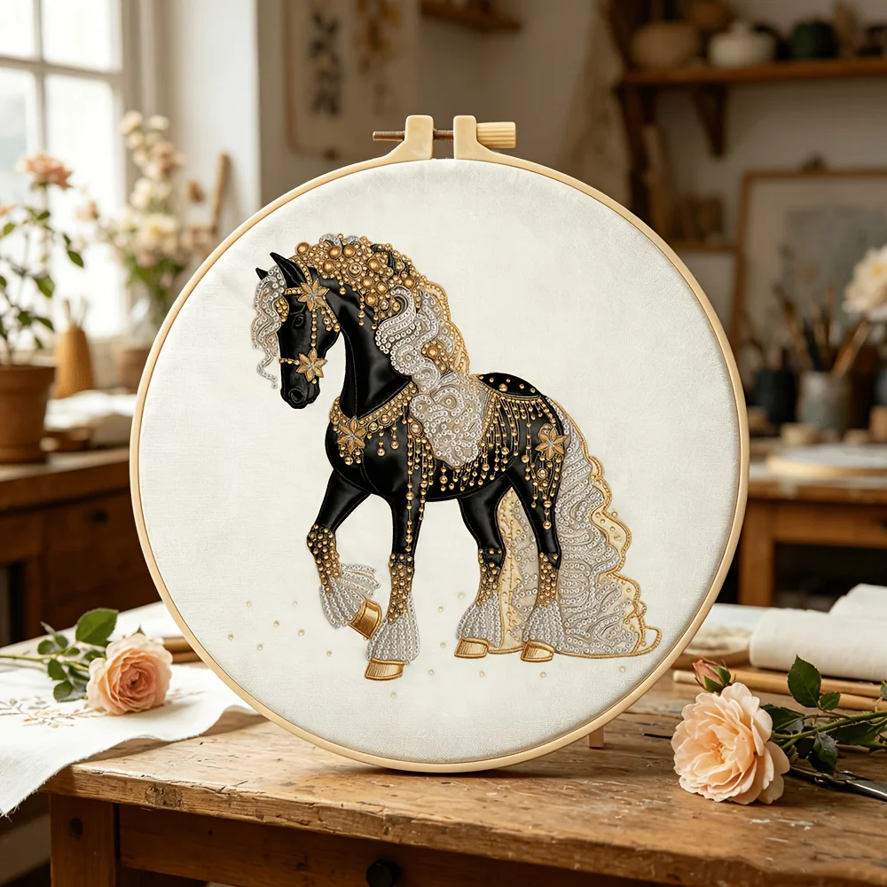 Embroidery Stitch Practice Kit Pre‑Printed Fabric Bamboo Hoop Thread Needles Learning Hand‑Stitching Craft Set