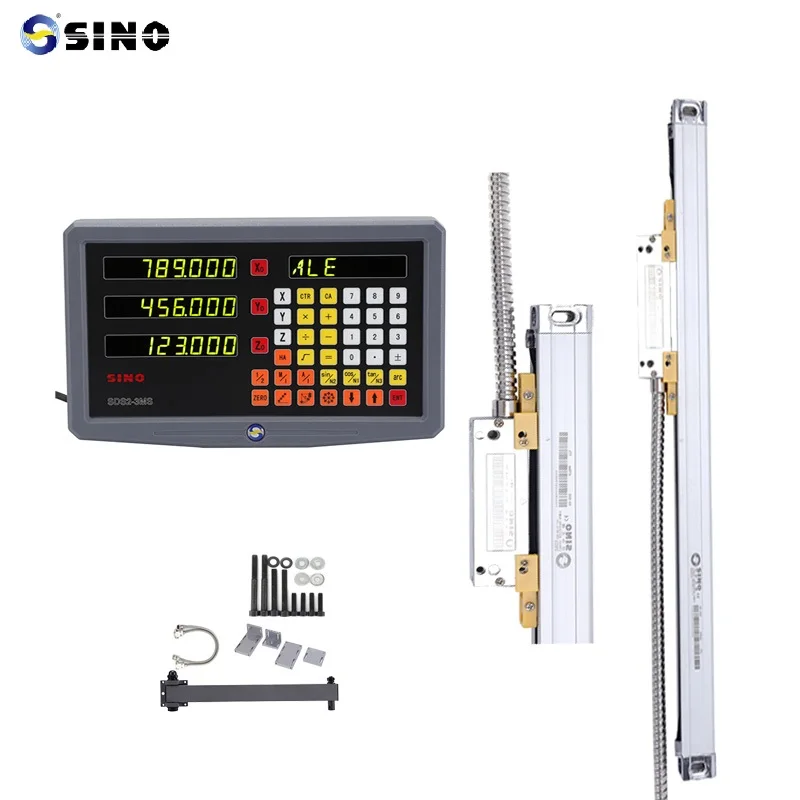 SINO SDS2-3MS Ditron Dro Digital Readout With Linear Glass Scale For Lathe/milling/boring Machine Measuring Tool IP64