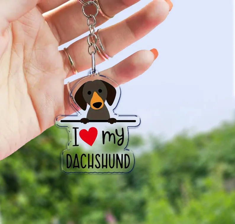 I Love My Dog Dachshund Pug Keychains Keyring for Accessories Bag Cute Dog Boxer Corgi Pendant Keyring Jewelry Fans Gifts