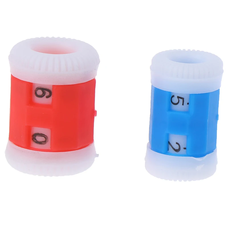 2 Rode + 2 Blauwe Plastic Breinaalden Rij Teller Lijnen Nummer Rekenmachine Tool-B2