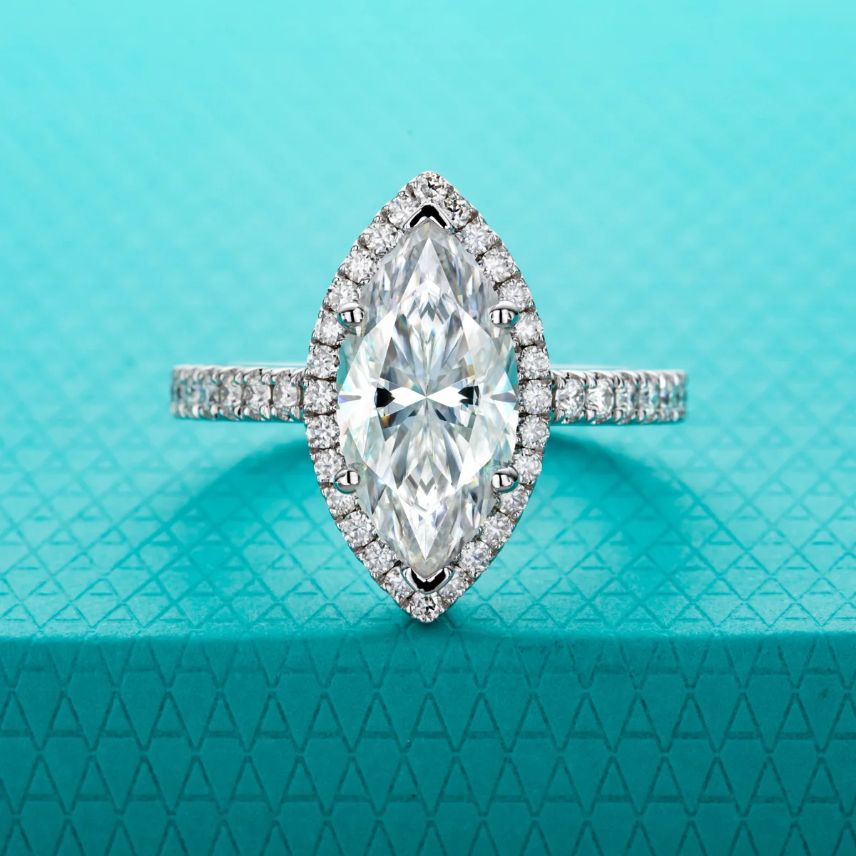 AnuJewel 3ct D Color Marquise Cut Moissanite Halo Engagement Wedding Ring 925 Sterling Silver Rings for Women Gift Jewelry