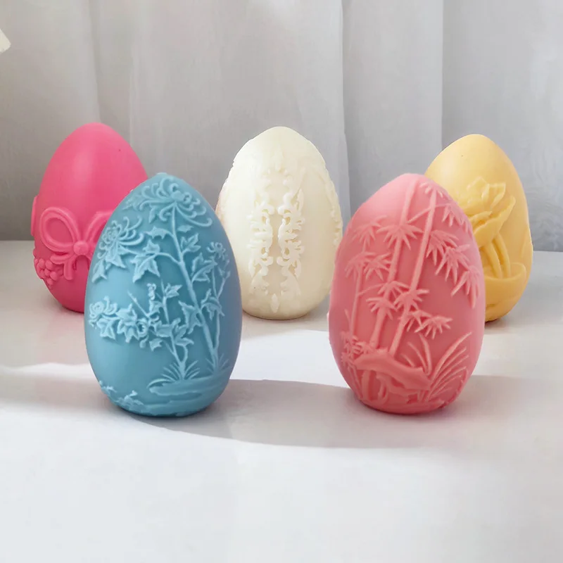 

SZ839 Relief Pattern Easter Egg Candle Soap Silicone Molds 3D DIY Mousse Cake Silicone Baking Mould