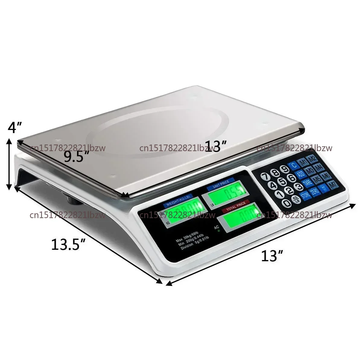 40kg/1g Stainless Steel Electronic Scale Food Meat Counting Weighing Scale Price Computing Scale Store Supermarket Rechargeable