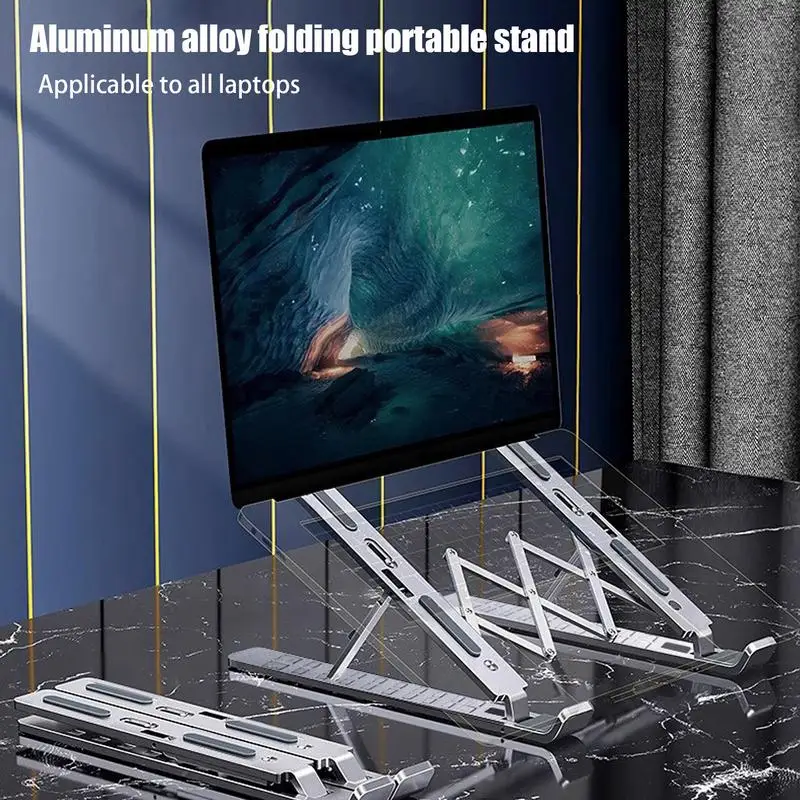 Laptop Riser For Desk Notebook Laptop Riser Folding Stand Adjustable Height Aluminum Computer Riser For Laptop Notebook Tablet