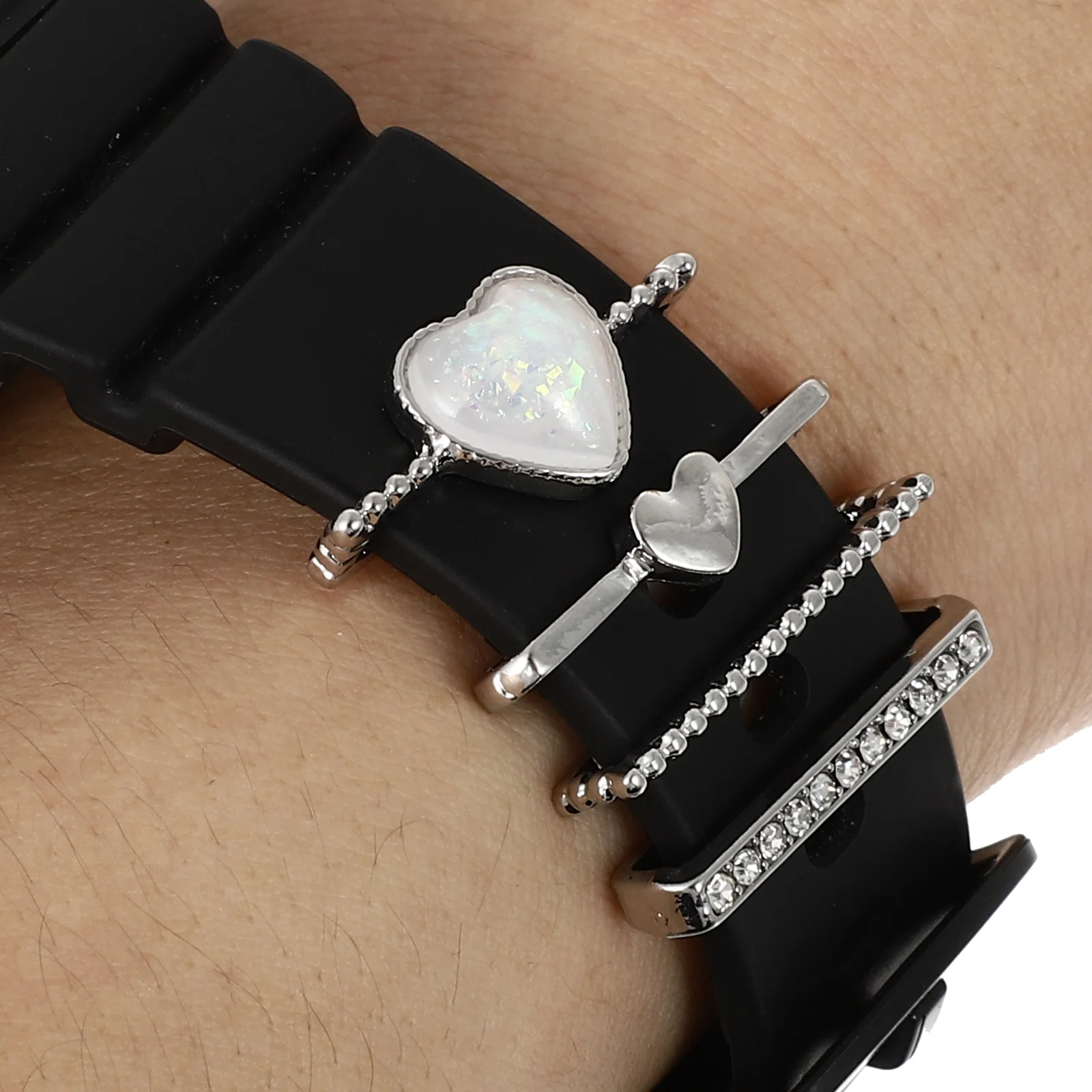 

4pcs Watch Band Decorative Rings Durable Zinc Alloy for Matching Various Straps Easy Installation Bright Colors