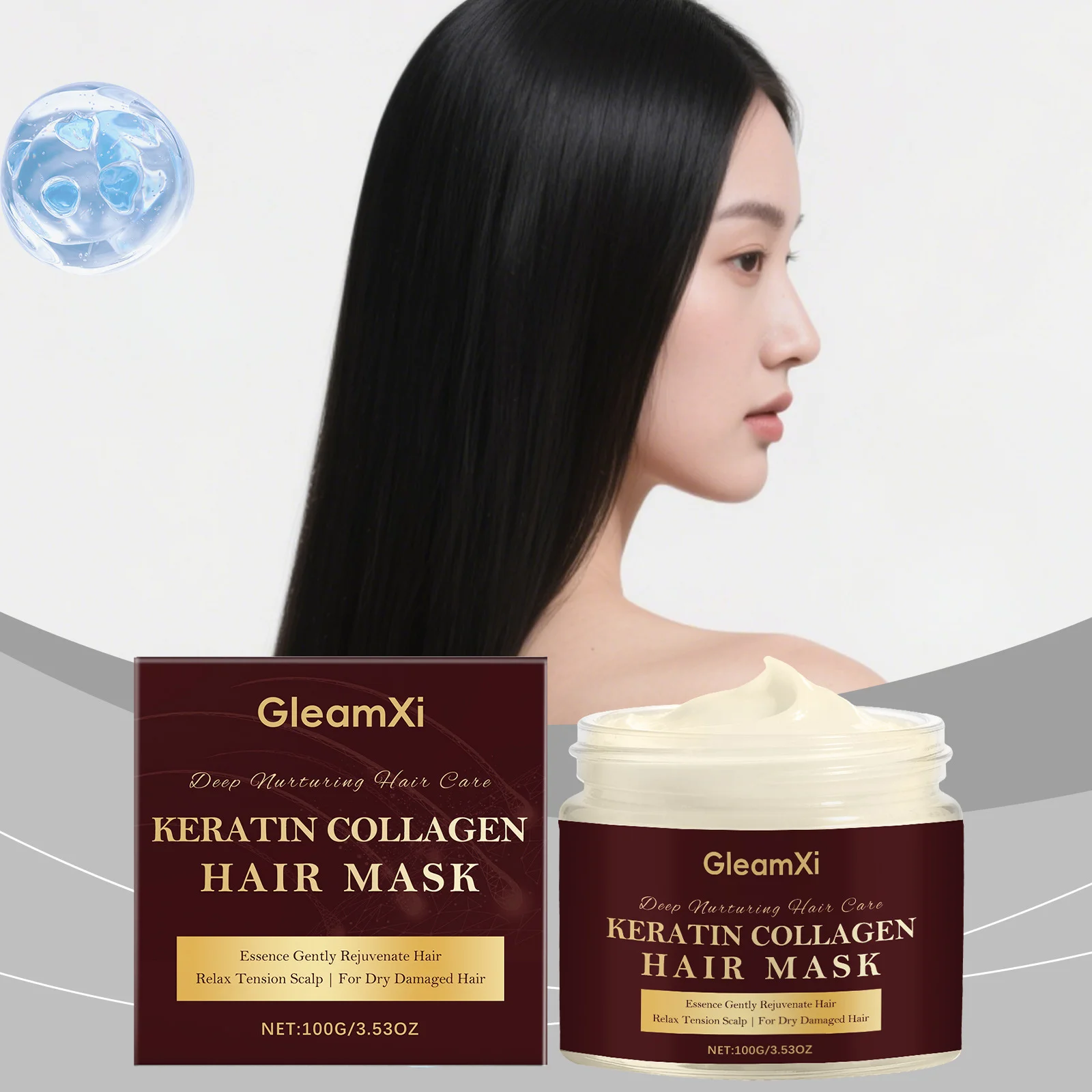 

Collagen Hair Mask Repair Dryness Fragile Anti-Frizz Non-greasy Refreshing Fluffy Soften Smoothe Moisturize Hair Care Conditione