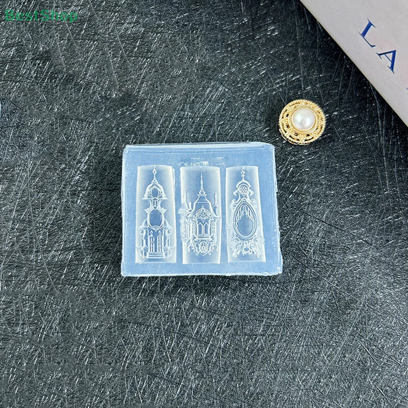 ♥Relief European Style Castle Church 3D Silicone Nail Art Mold DIY Nail Art Decor Transparent Manicure Templates