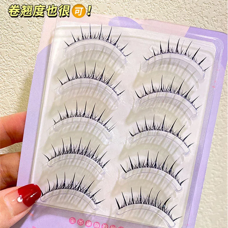 New 5 Pairs Natural  False Eyelashes Cos Japanese Eyelashes Handmade Transparent Terrier Thick Curling Fan Eyelash Makeup Tools