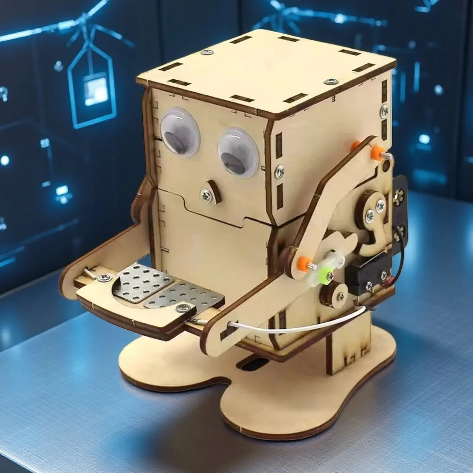 ชุดประกอบหุ่นยนต์กินเหรียญ DIY แบบ STEAM ของเล่นวิทยาศาสตร์สำหรับเด็ก ชุดทดลองการศึกษา ประกอบจากไม้