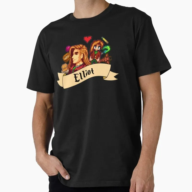 Elliot Stardew Valley Cute Cartoon RPG Video game Gift T Shirt for Gamer Short sleeve Graphic Clothes All Size Tops