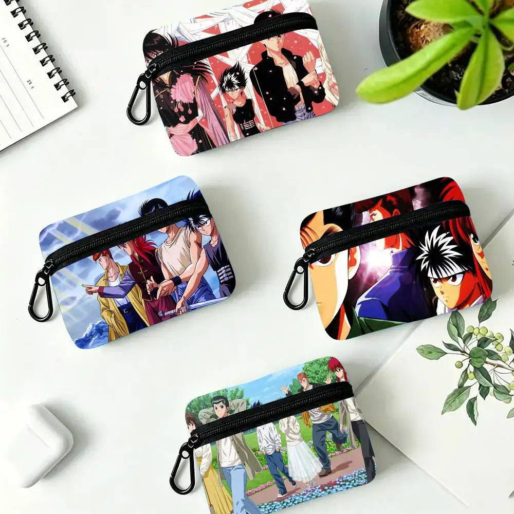 YuYu H-Hakusho Anime Oxford Fabric Wallet With Zipper Hanging Multifunctional Bag For Credit Cards Keys Coins