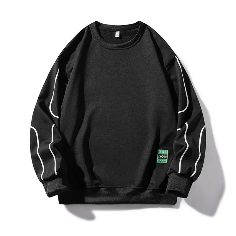 2026 New Autumn Striped Trendy Sweatshirt Crew Neck Basic Pullover Shirts Outdoor Tennis Casual Loose Sweatshirt Mens Sweatshirt