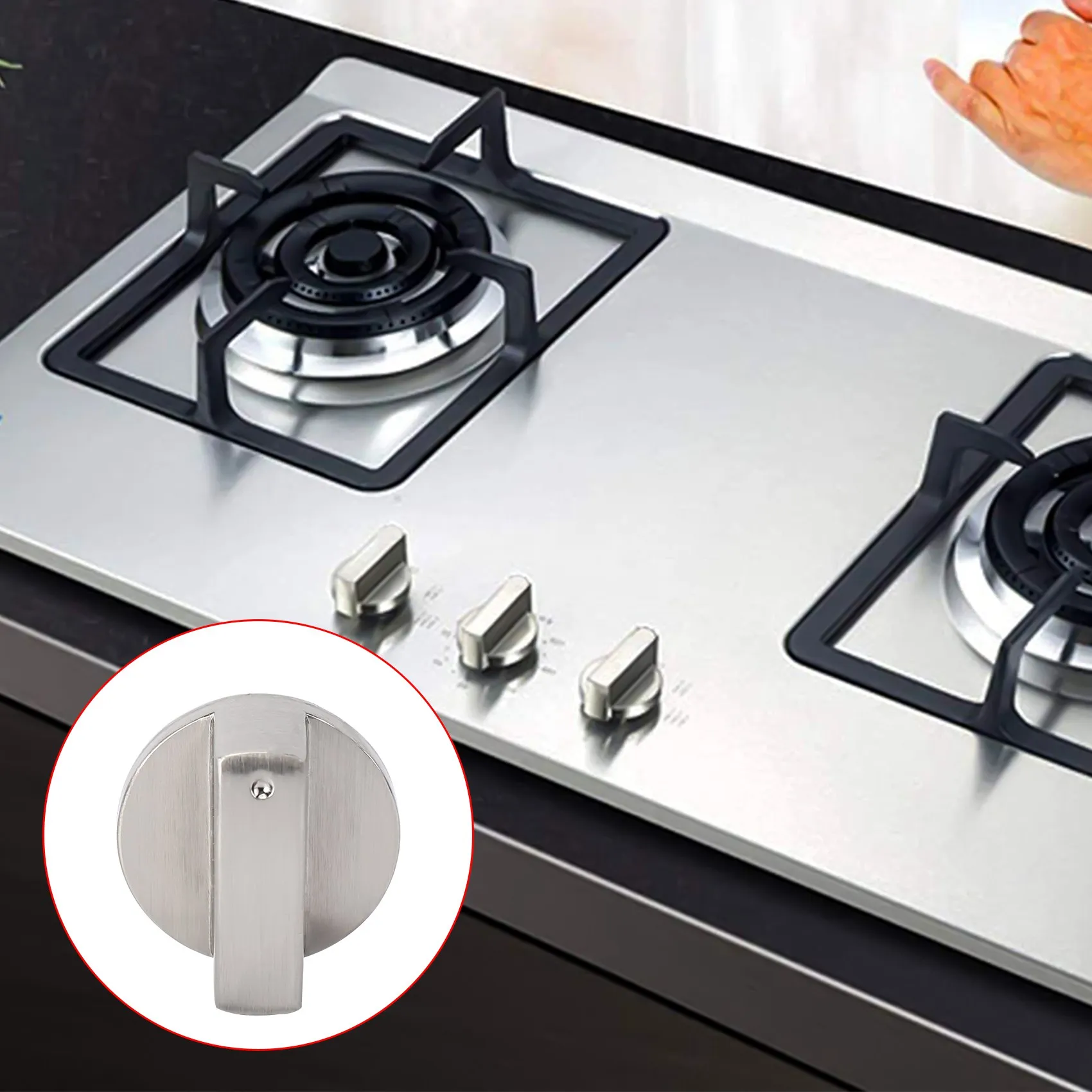 Brushed Metal Gas Stove Knobs Cooker Control Switch Range Oven Knobs Cooktop Burner Knob Gas Hob Switch Kitchen Replacement A