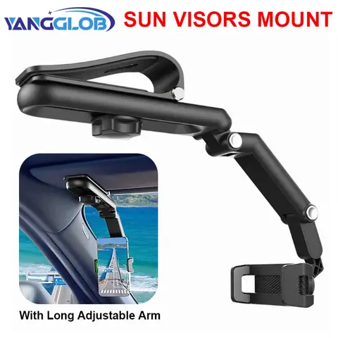 자동차 다기능 360용 선 바이저 휴대폰 홀더 °   아이폰/삼성/안드로이드용 회전식 선바이저 휴대폰 홀더
