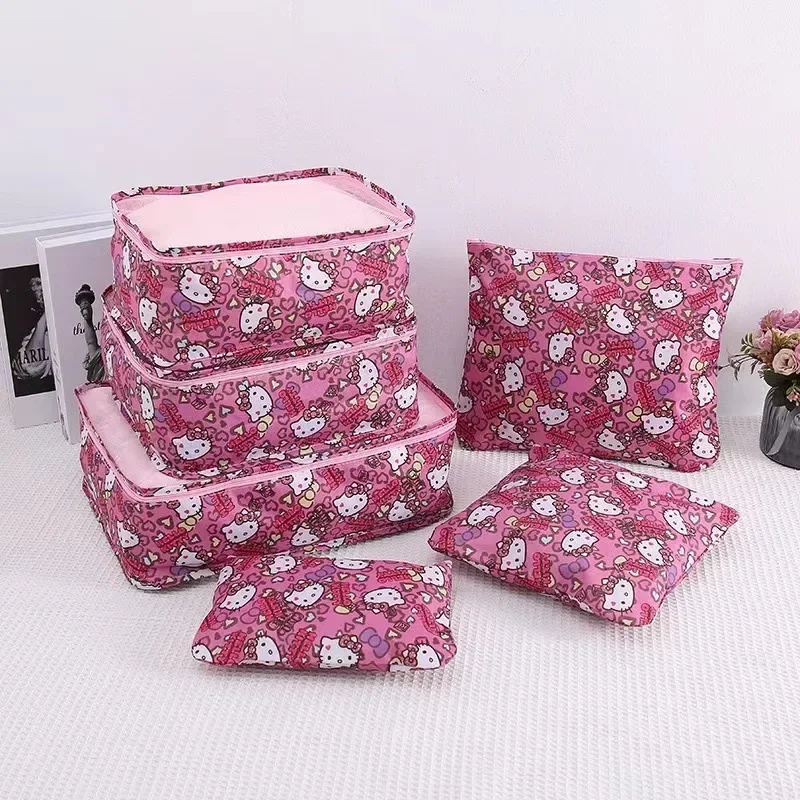 

6PCS Sanrio hello kitty Storage Bag Kuromi Travel Luggage Sorting Bag Storage Sorting Handbag Underwear Cosmetic Bag