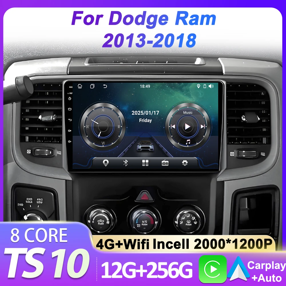 

Car Stereo Android Auto For Dodge Ram 1500 2500 3500 2013-2018 GPS Navigation Carplay Touch Screen Autoradio 8 Core DSP BT DSP