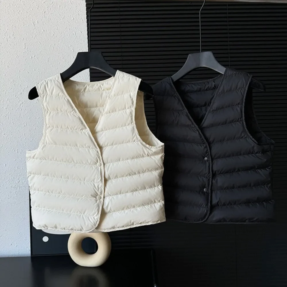 المرأة الجديدة أكمام سترة منتفخة ربيع الخريف الإناث الأبيض أوزة أسفل خفيفة الوزن للغاية Packable الدافئة أسفل بطانة سترة