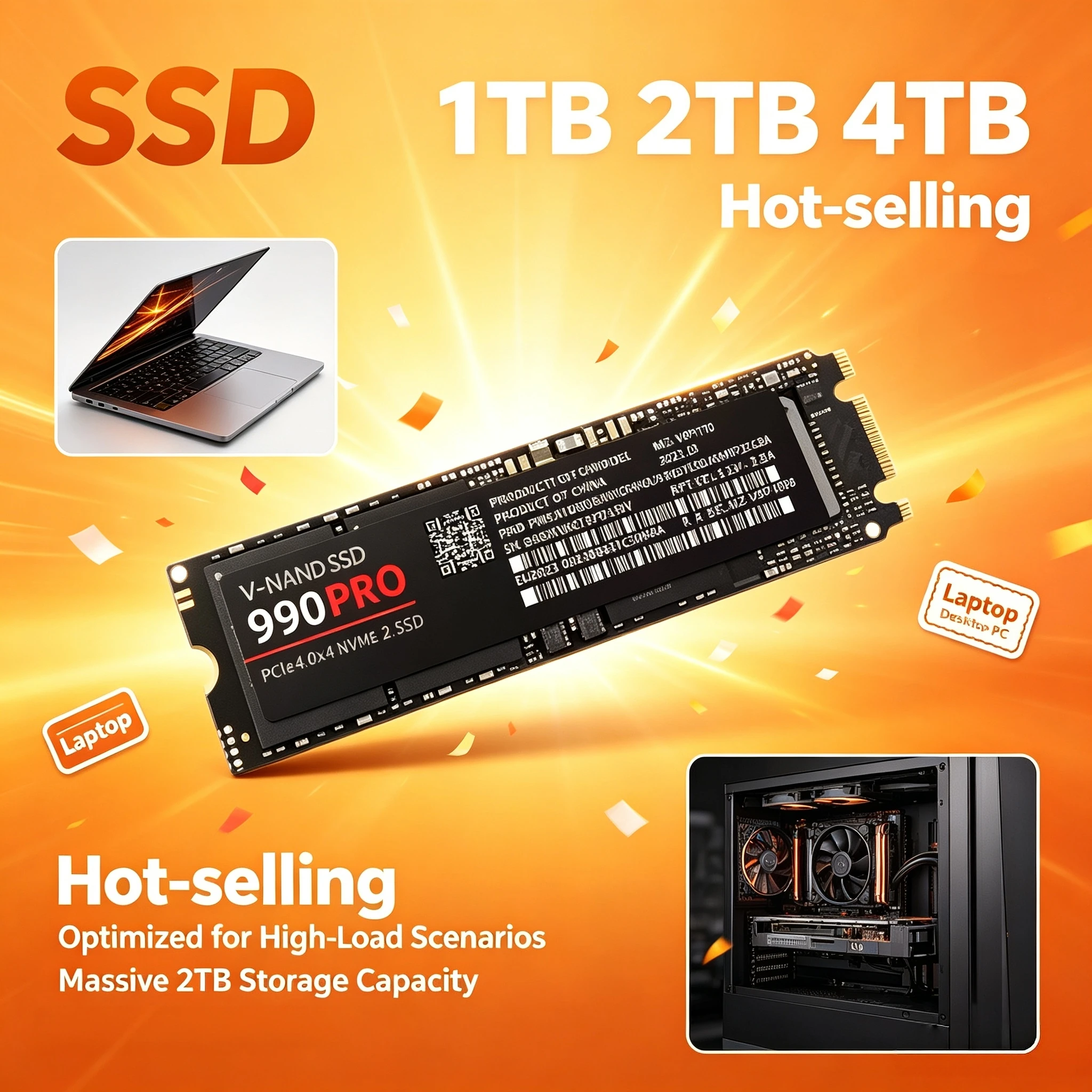 SSD Interno Original M2 NVMe 2TB PCIe 40 7400MBs Unidade de Estado Sólido para Laptop PC Gaming Super Performance X Drive