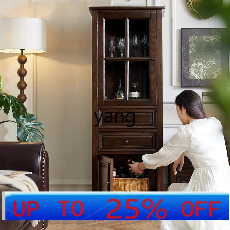 LH all solid wood single door wine cabinet rural light luxury living room locker sub-locker