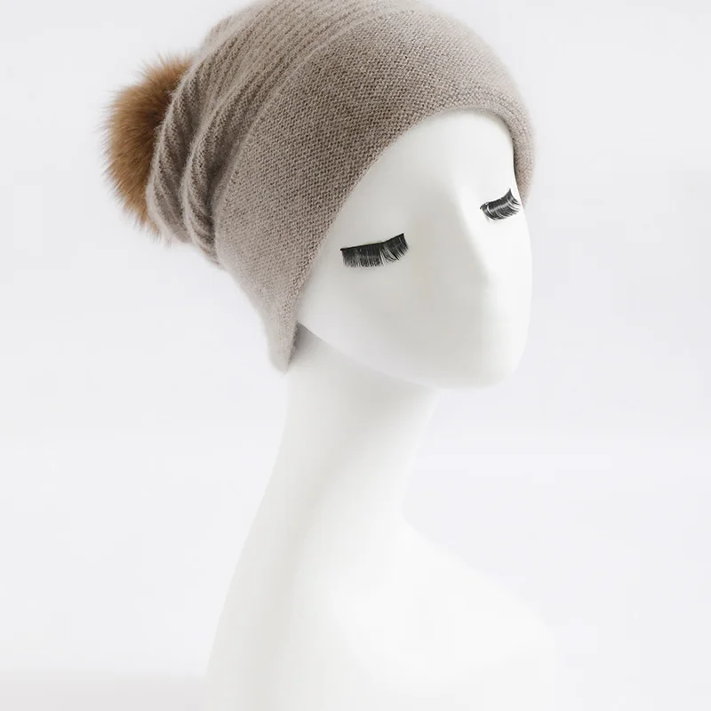 Women's 100% cashmere hat casual knitted hat warm pile cap pullover hat without brim cap wool hat fashion cold hat wholesale