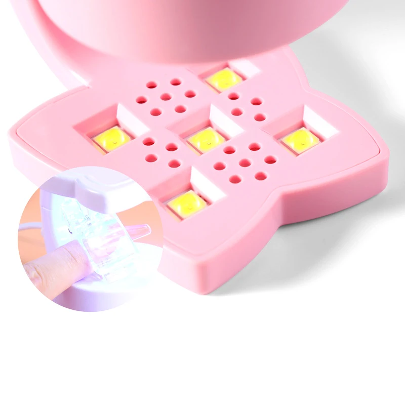 Butterfly Quick Dry Nail Phototherapy Machine 5 UV LEDs 18W Gel Polish Nail Dryer Lamp Manicure Tool USB Salon Equipment