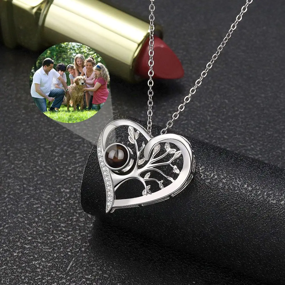 Customized Photo Projection Necklace Custom Photo Necklace for Women Lover Heart Pendant Personalized Jewelry Mother's Day Gift