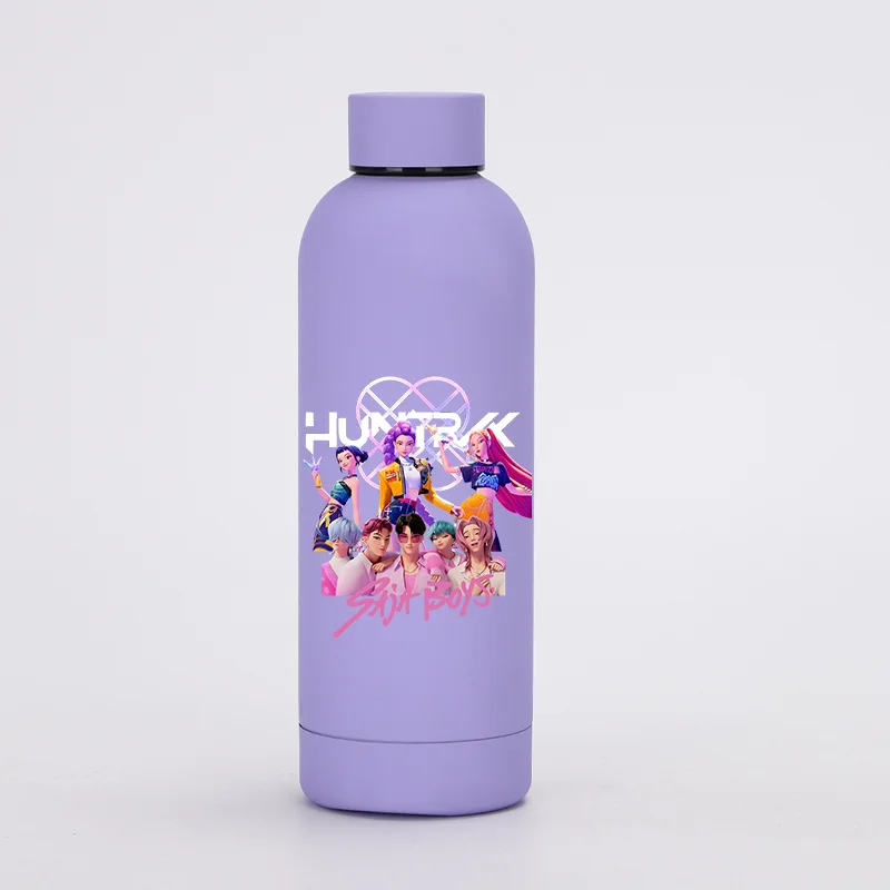 K pop demon hunters garrafas de água kawaii dos desenhos animados garrafa térmica crianças esportes copo isolado de aço inoxidável presente aniversário das crianças