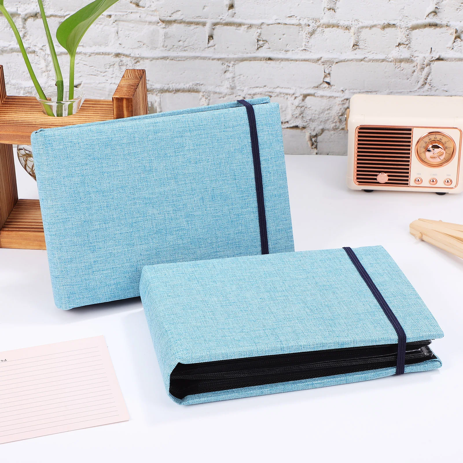 

2 pcs Mini Photo Albums Canvas Cover Small Portable Wedding Baby Shower Travel Picture Books Album For Pictures