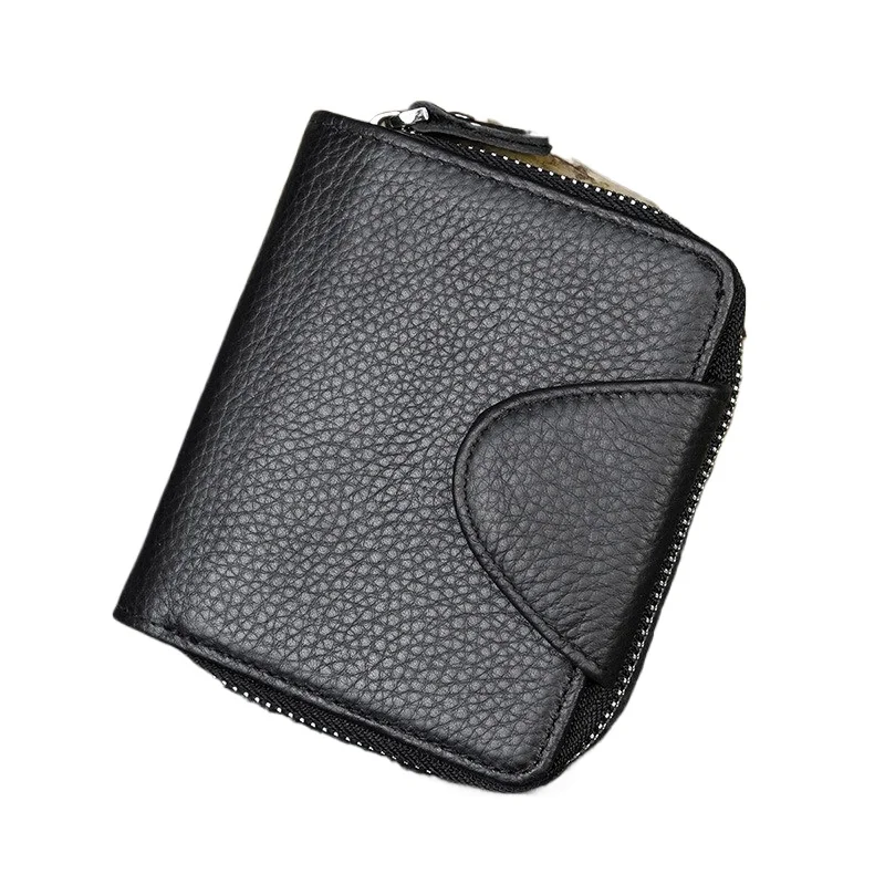 

Элегантный кошелек из натуральной кожи унисекс с зернистой текстурой, многофункциональный, с застежкой-пряжкой, держатель для карт, модный