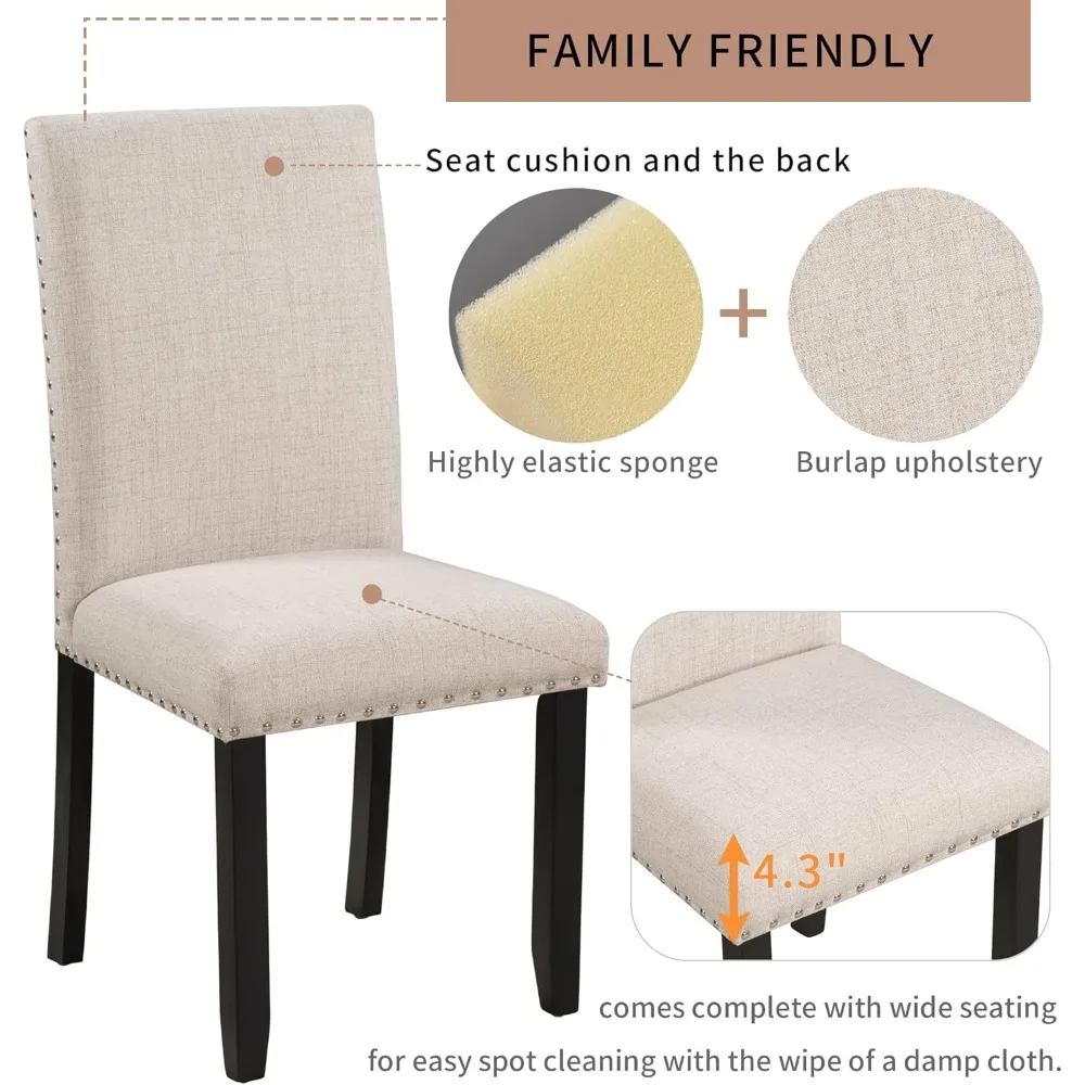 طقم طاولة طعام مكون من 5 قطع، مكتب رخامي صناعي أنيق و4 كراسي منجدة، مثالي للمطبخ، زاوية الإفطار، البار، #4