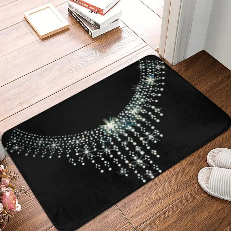 Sequins Rhinestone Crystal Collar Bib Necklace Doormat Entrance Kitchen Bath Floor Door Mat Bling Diamond Bedroom Rug Carpet