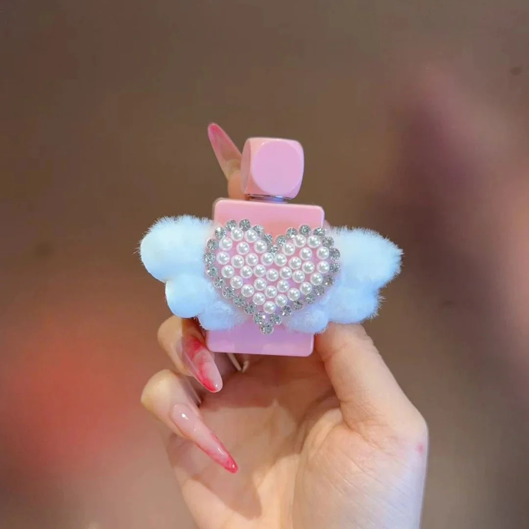Fuzzy Angel Wing Fire Starter, Square Fragrance Vessel Casing, Crystal Rimmed Pearl Emblem, Reusable Gas Powered, Fairycore