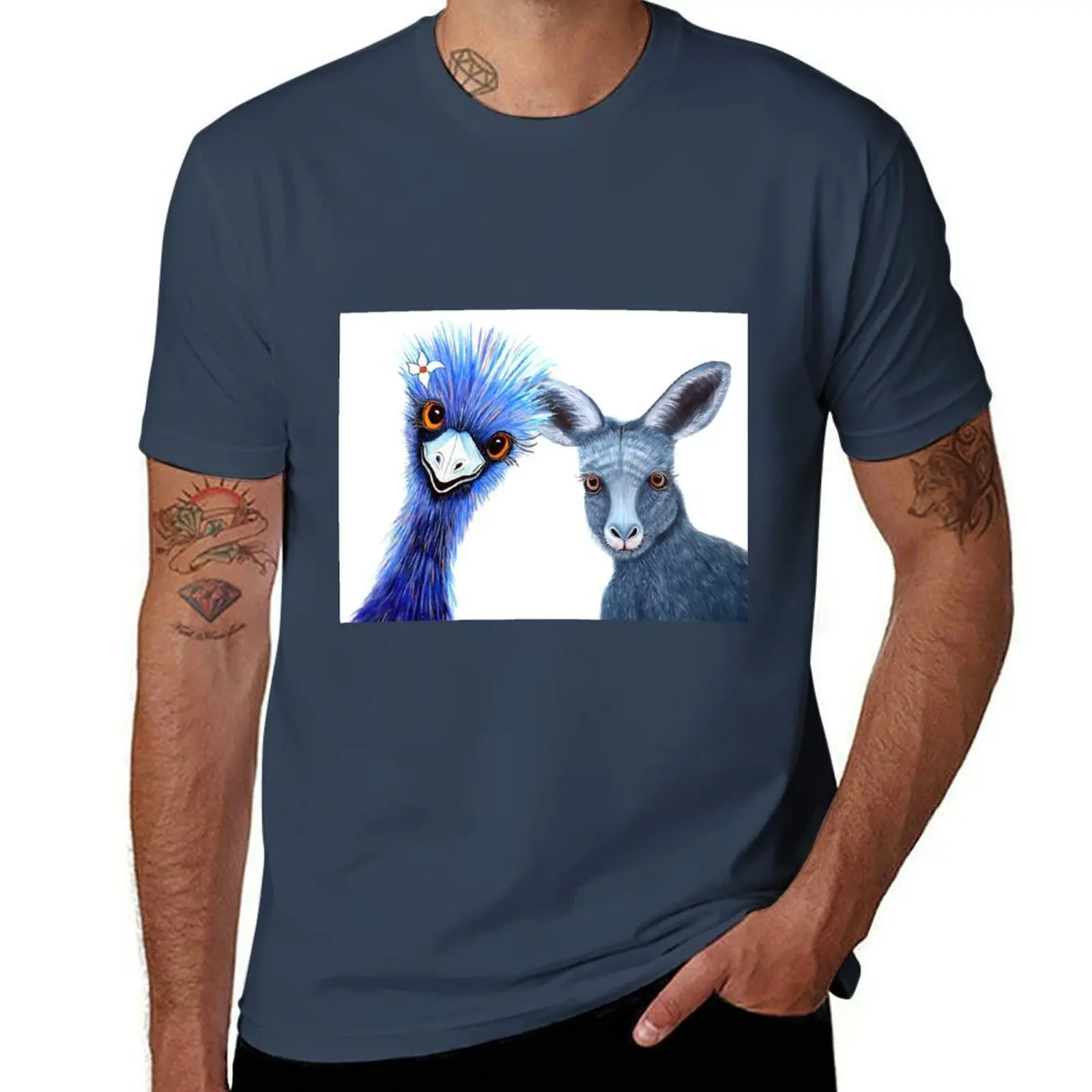 

Emu and Friends Quirky Kangaroo T-Shirt Odor Resistant Short Sleeve Top