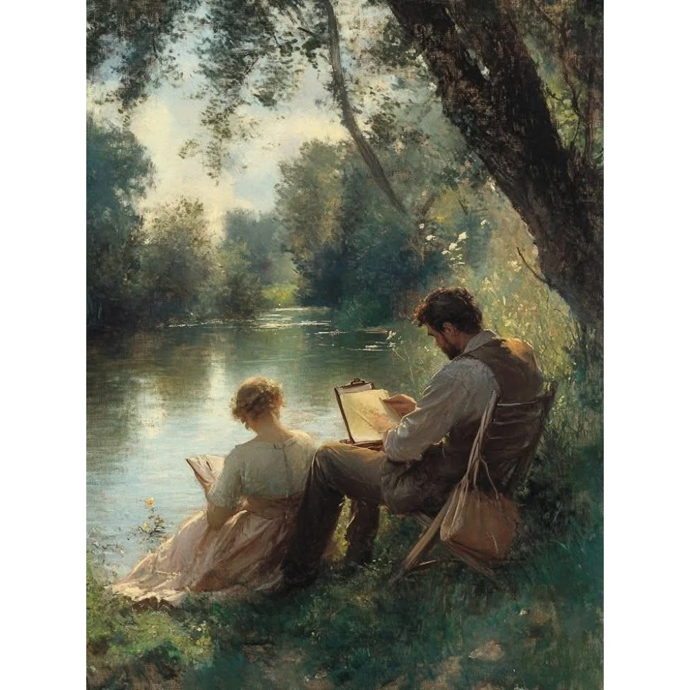 

500/1000/1200/2000 PCS Jigsaw Puzzles Outdoor Sketching Scenery Family Activity Games for Gameroom Bedroom Home Decor Gift
