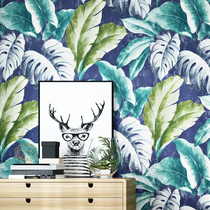 Nordic Japanese Banana Leaf Wallpaper Bedroom Living Room Mediterranean Style Southeast Asia Thailand Style Thailand TV Backgrou