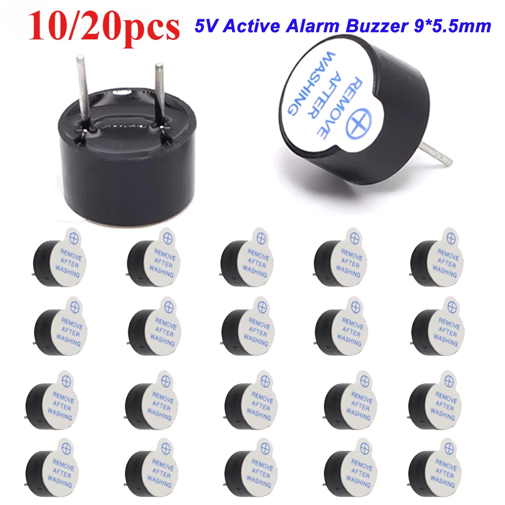 

10/20PCS New 5V Active Buzzer Magnetic Long Continous Beep Tone 9x5.5MM Mini Active Piezo Buzzers for Arduino