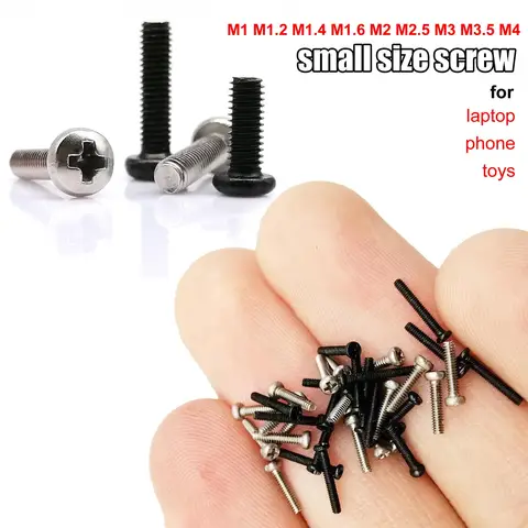 50pcs M1 M1.2 M1.6 M2 M2.5 M3 M4 Tiny Mini Repair Fix Laptop Computer Phone Toys Glasses Printer Cross Phillips Round Head Screw